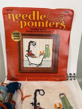 Vintage Almost Done Sunset Designs Bubble Bath Needlepoint
